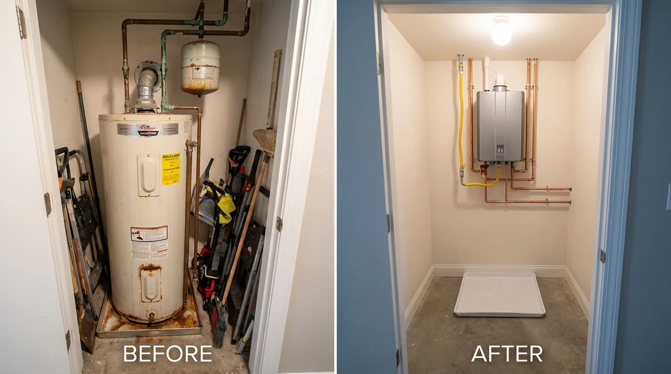 Tank water heater versus wall-mounted tankless unit comparison for Granite Falls, NC homeowners
